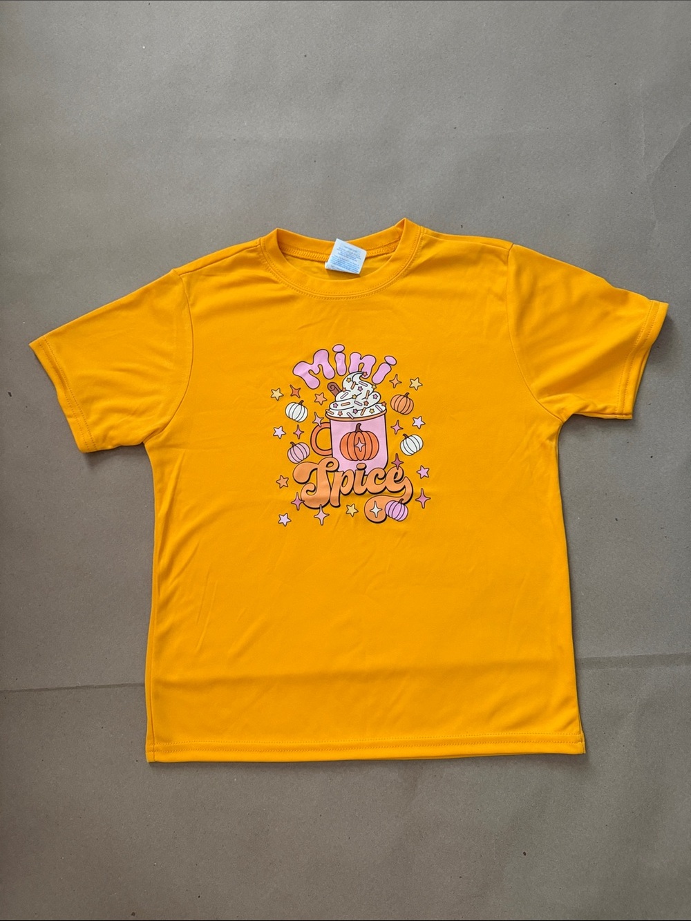 Golden Yellow "Mini Spice" Kids Graphic Tee performance material